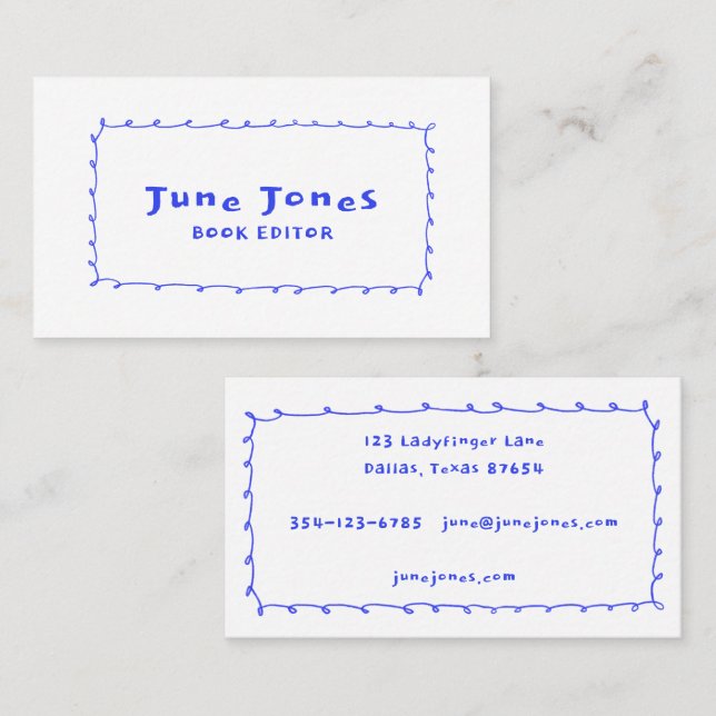 Tarjeta De Visita Bucles de lápiz de grifo Doodle hecho a mano (Anverso / Reverso)