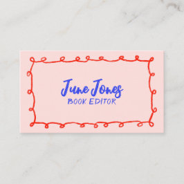 Tarjeta De Visita Bucles hechos a mano Doodle Whimsical Inky Azul Ro