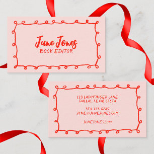 Tarjeta De Visita Bucles hechos a mano Doodle Whimsical Moda Inky Ro