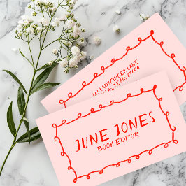 Tarjeta De Visita Bucles hechos a mano Doodle Whimsical Moda Inky Ro