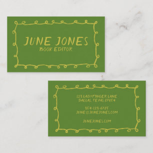 Tarjeta De Visita Bucles hechos a mano Doodle Whimsical Pinceles Ink