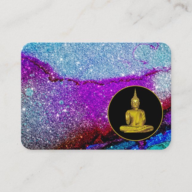 Tarjeta De Visita *~* Buda de meditación del Purpurina del Universo  (Anverso)