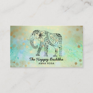 Tarjeta De Visita *~* Buda del patrón oro del elefante dibujado a m