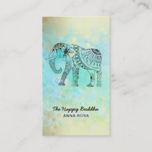 Tarjeta De Visita *~* Buda Purpurina de oro para elefantes de mano