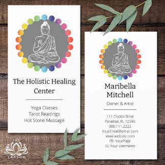 Tarjeta De Visita Buda Rainbow Chakras Yoga espiritual metafísico