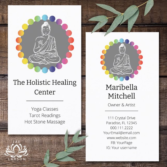 Tarjeta De Visita Buda Rainbow Chakras Yoga espiritual metafísico (Subido por el creador)