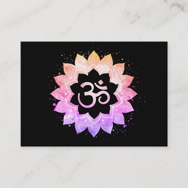 Tarjeta De Visita *~* Budista Espiritual Yoga Om Aum Lotus Flor (Anverso)