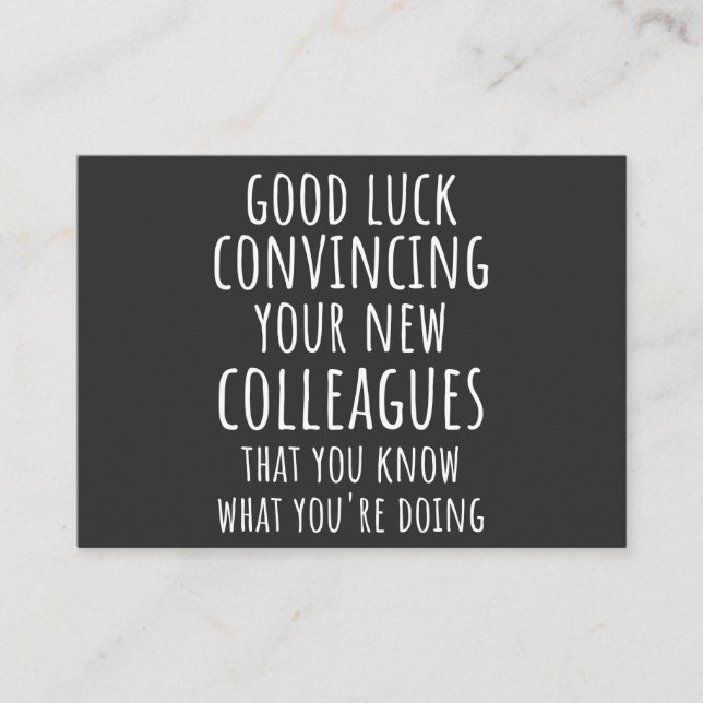 Tarjeta De Visita Buena Suerte Convenciendo A Tus Nuevos Trabajadore (Anverso)