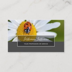 Tarjeta De Visita Buena suerte ladybugs elegantes rectángulo gris