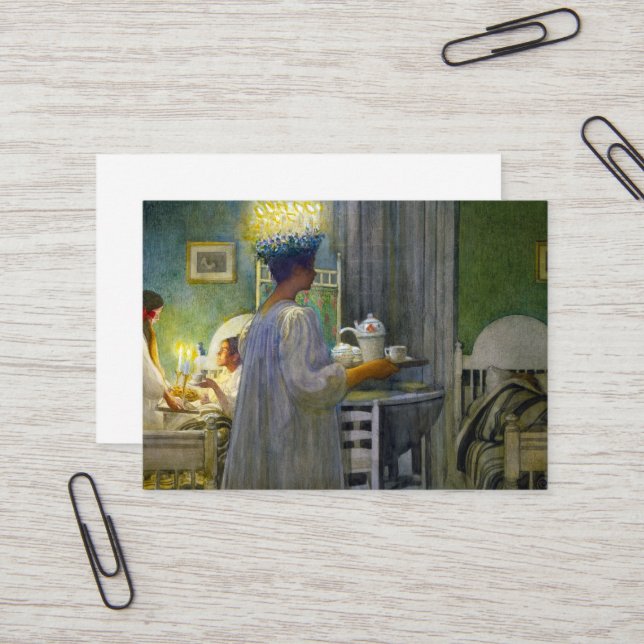 Tarjeta De Visita Buenos días navidades, la fiesta de Santa Lucy (Anverso/Reverso In Situ)