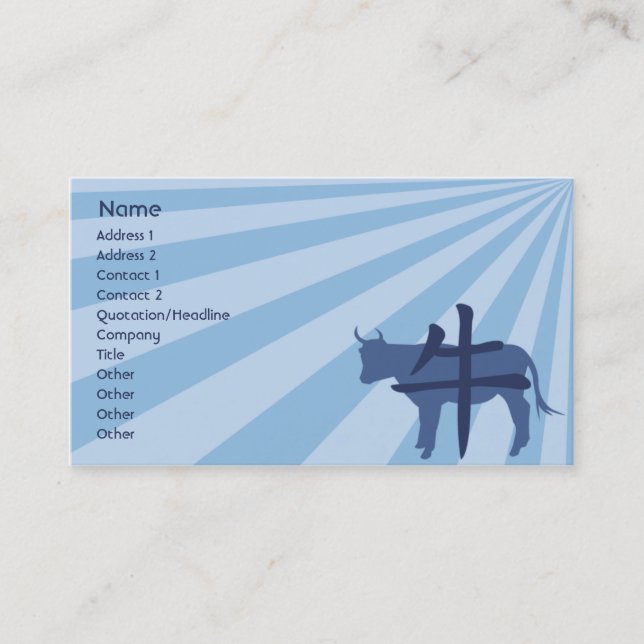 Tarjeta De Visita Buey - negocio (Anverso)