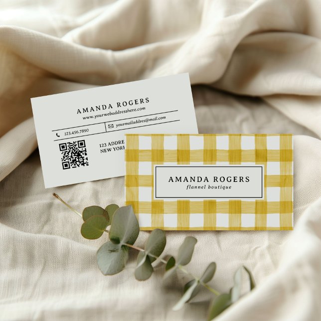 Tarjeta De Visita Búfalo de acuarela amarilla a cuadros QR CODE mode (Subido por el creador)