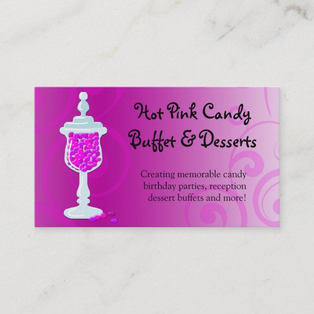 Tarjeta De Visita Bufet de Caramelos Rosa Caliente Fuchsia (Anverso)