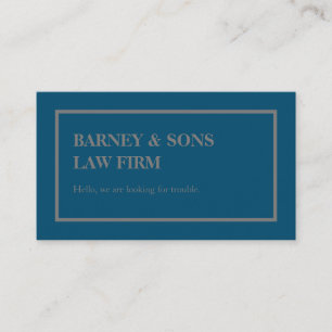 Tarjeta De Visita bufete de abogados azul marino y gris oscuro, lema