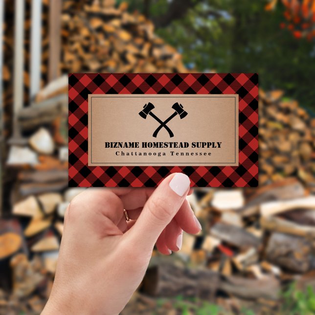 Tarjeta De Visita Buffalo Plaid Ax Homestead Outdoor Retail (Subido por el creador)