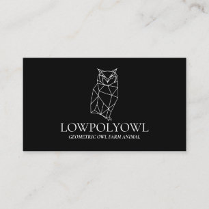 Tarjeta De Visita Búho animal en blanco y negro Lowpoly