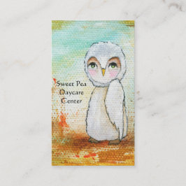 Tarjeta De Visita Búho blanco del arbolado caprichoso que pinta arte