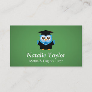 Tarjeta De Visita Búho de Graduación Azul, Tutor Personal o Maestro