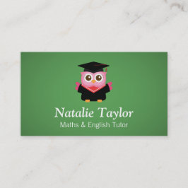 Tarjeta De Visita Búho de Graduación Rosa, Tutor Personal o Maestro