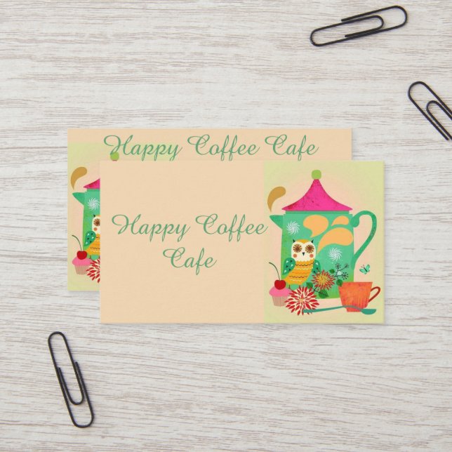 Tarjeta De Visita Búho del café de la mañana (Anverso/Reverso In Situ)