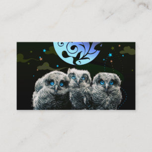 Tarjeta De Visita Búhos del bebé bajo claro de luna