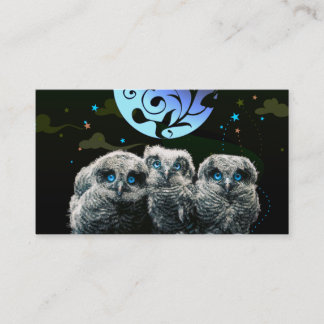 Tarjeta De Visita Búhos del bebé bajo claro de luna