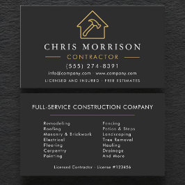 Tarjeta De Visita Builder & Construction Company Black Gold