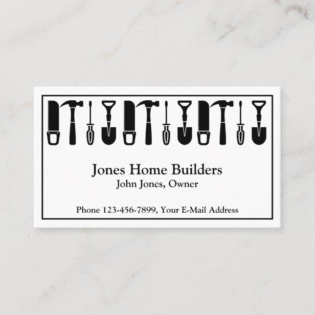 Tarjeta De Visita Builder Contractor Construction Business Card (Anverso)