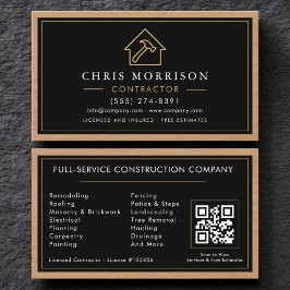 Tarjeta De Visita Building Construction Black Gold Business Card 