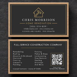 Tarjeta De Visita Building Construction Home Renovation Wood QR Code