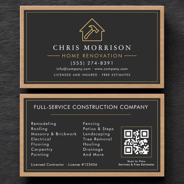 Tarjeta De Visita Building Construction Home Renovation Wood QR Code (Subido por el creador)
