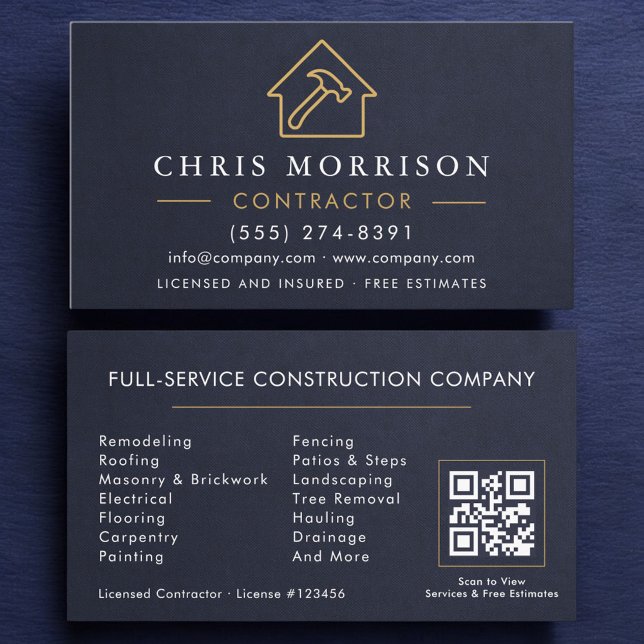 Tarjeta De Visita Building Construction Navy Blue Slate Stone (Subido por el creador)