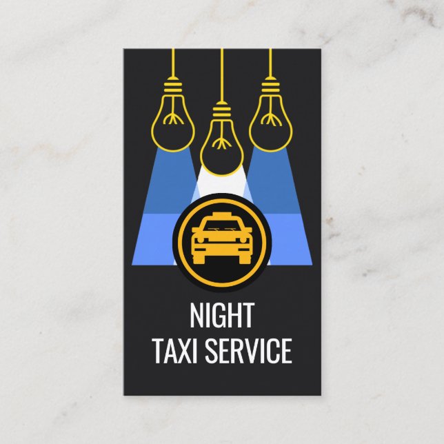 Tarjeta De Visita Bulbs Shining At Night Taxi Service (Anverso)