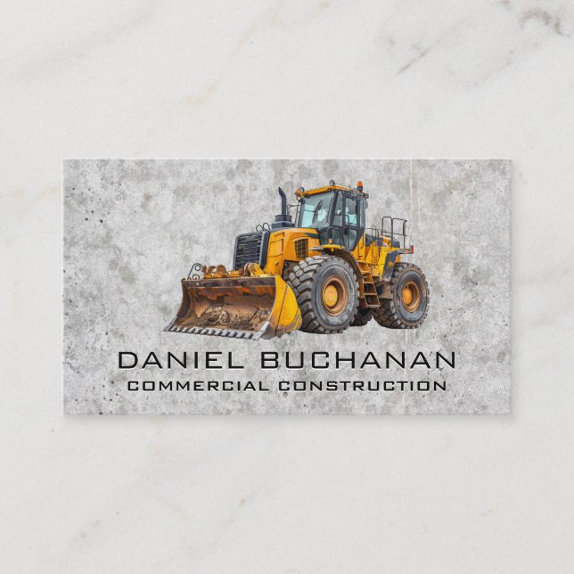 Tarjeta De Visita Bull de construcción Dozer | Fondo concreto (Anverso)