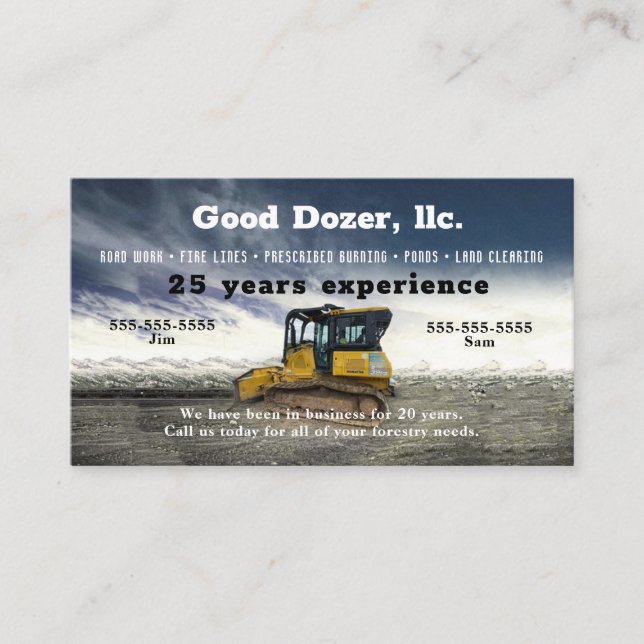 Tarjeta De Visita Bull Dozer Business Card (Anverso)
