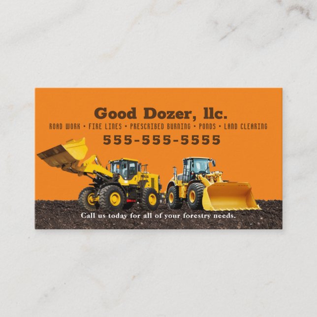 Tarjeta De Visita Bull Dozer Business Card  (Anverso)