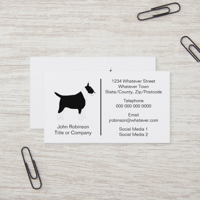 Tarjeta De Visita Bull Terrier Dog Design Boarding Kenels (Anverso/Reverso In Situ)