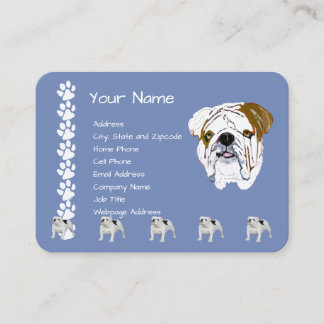 Tarjeta De Visita Bulldog en azul del país con Pawprints