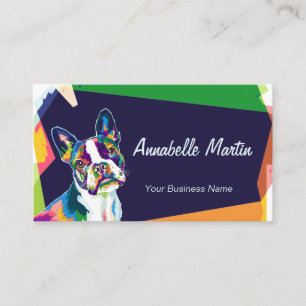 Tarjeta De Visita Bulldog francés de arte pop colorido
