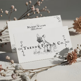 Tarjeta De Visita Bulldog francés de estilo boutique Mascota Salon