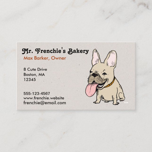 Tarjeta De Visita Bulldog francés divertido con gran lengua (Anverso)