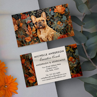 Tarjeta De Visita Bulldog francés francés Vintage Floral