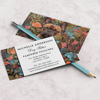 Tarjeta De Visita Bulldog francés francés Vintage Floral