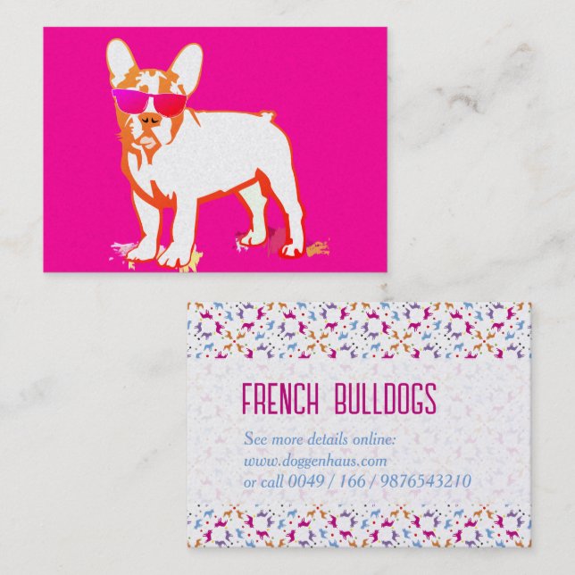 Tarjeta De Visita Bulldog francés lindo con gafas de sol (Anverso / Reverso)