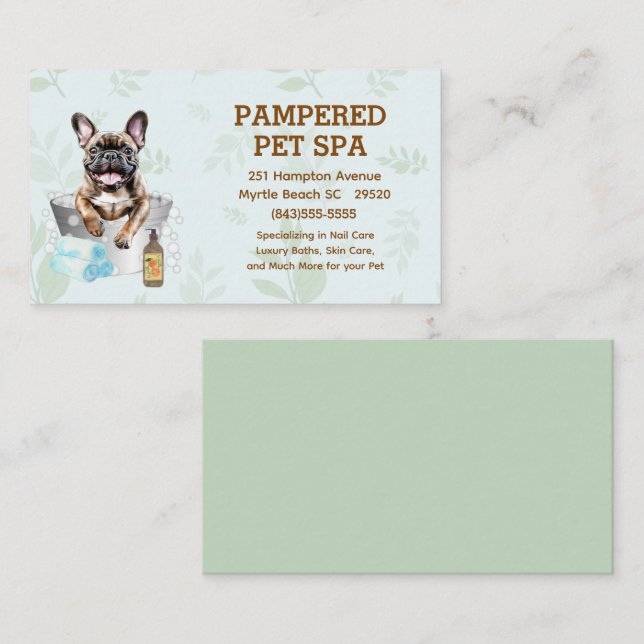 Tarjeta De Visita Bulldog francés lindo Mascota Groomer Spa (Anverso / Reverso)