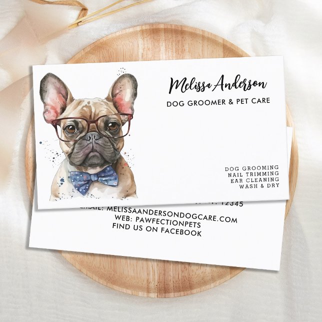 Tarjeta De Visita Bulldog francés Perro Groomer cuidado de mascotas (Subido por el creador)