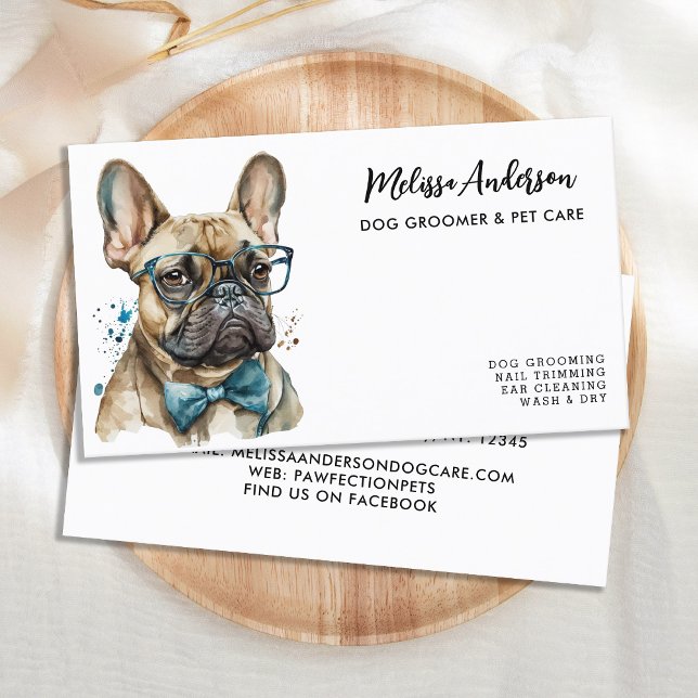 Tarjeta De Visita Bulldog francés personaliza el cuidado de mascotas (Subido por el creador)