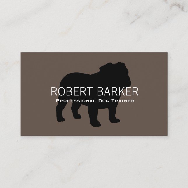 Tarjeta De Visita Bulldog inglés Silhouette Black on Brown (Anverso)