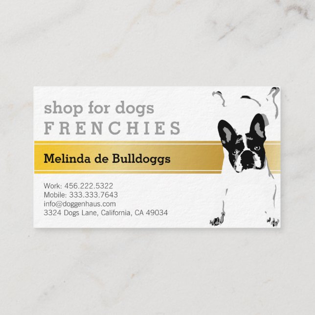 Tarjeta De Visita Bulldog luxe francés (Reverso)