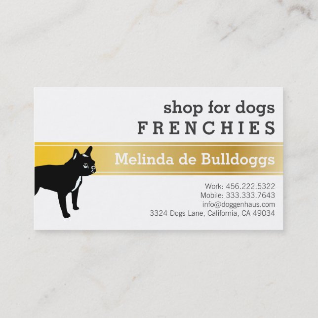 Tarjeta De Visita Bulldog luxe francés (Reverso)
